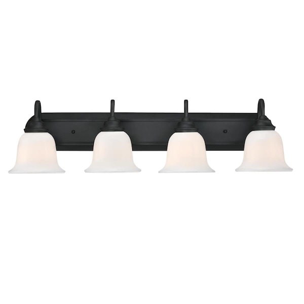 Westinghouse Fixture Wall 60W 4-Light Harwell, Matte Black White Opal Glass 6117100 - main